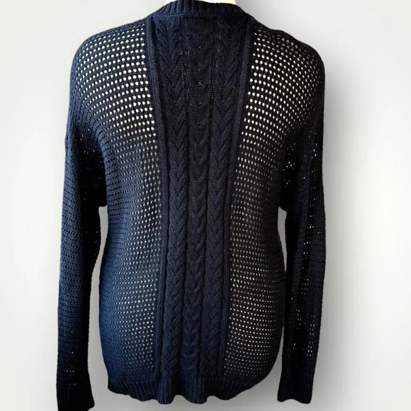 Lane Bryant Long Sleeves V Neck Cable Open Knit Tunic Sweater Size 18/20 Black - Picture 2 of 16